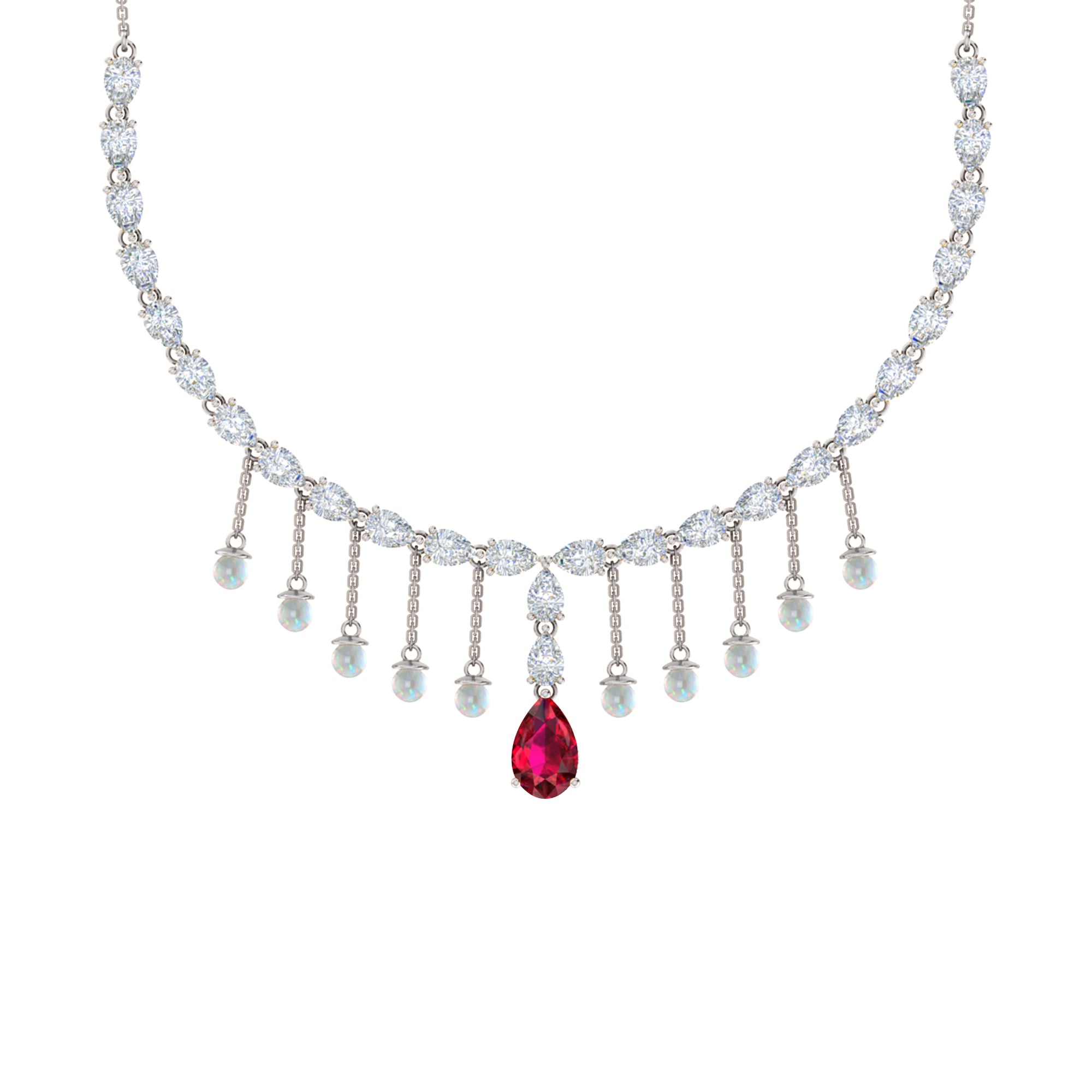 RKC Silver Statement Necklace 24 Carat Cubic Zirconia Necklace For Our Better Half Person Weight- 15gm