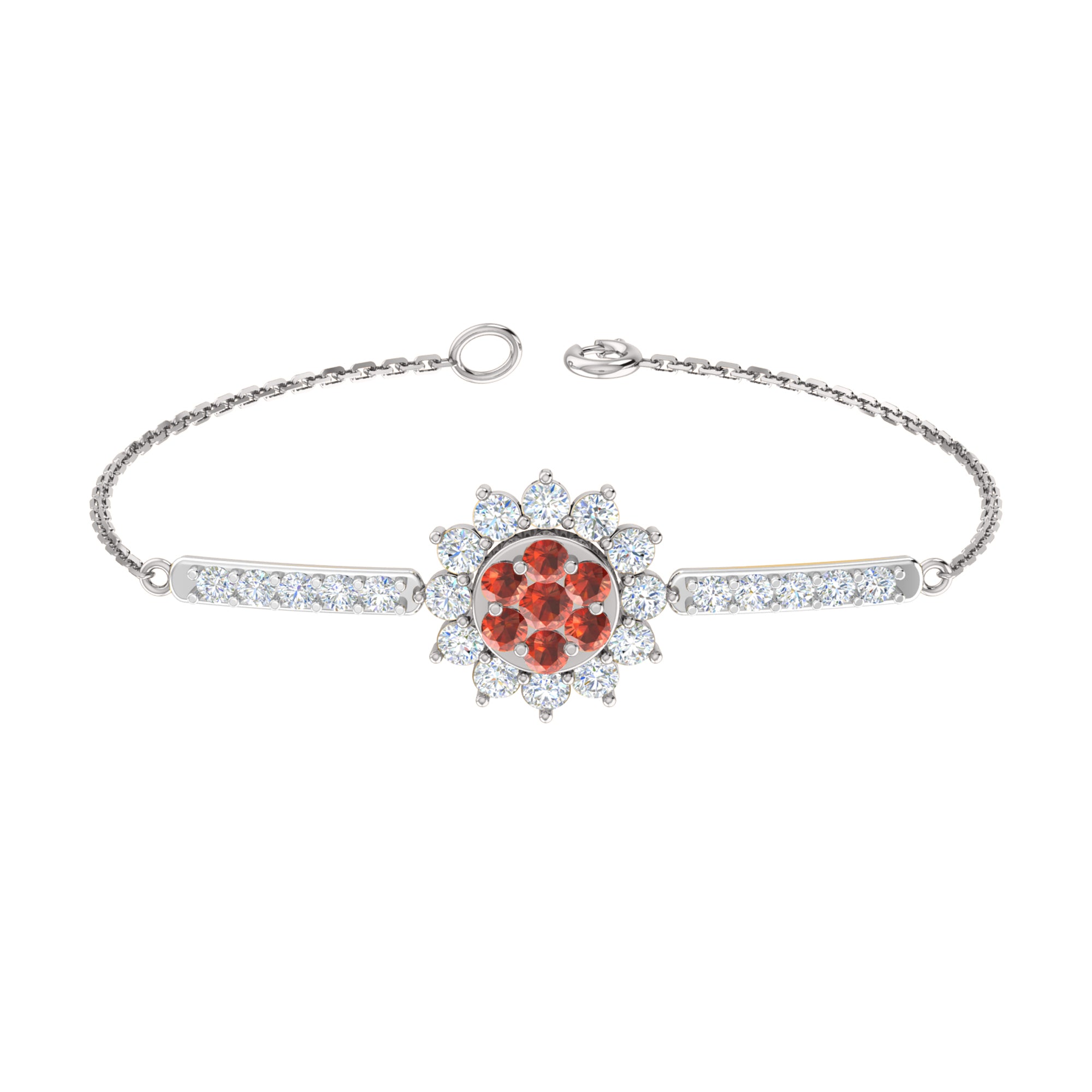 Pietra preziosa RKC in argento sterling 925 da 2,57 CT per bracciale da donna Placcato in oro rosa 14 carati Peso 5,50 GM