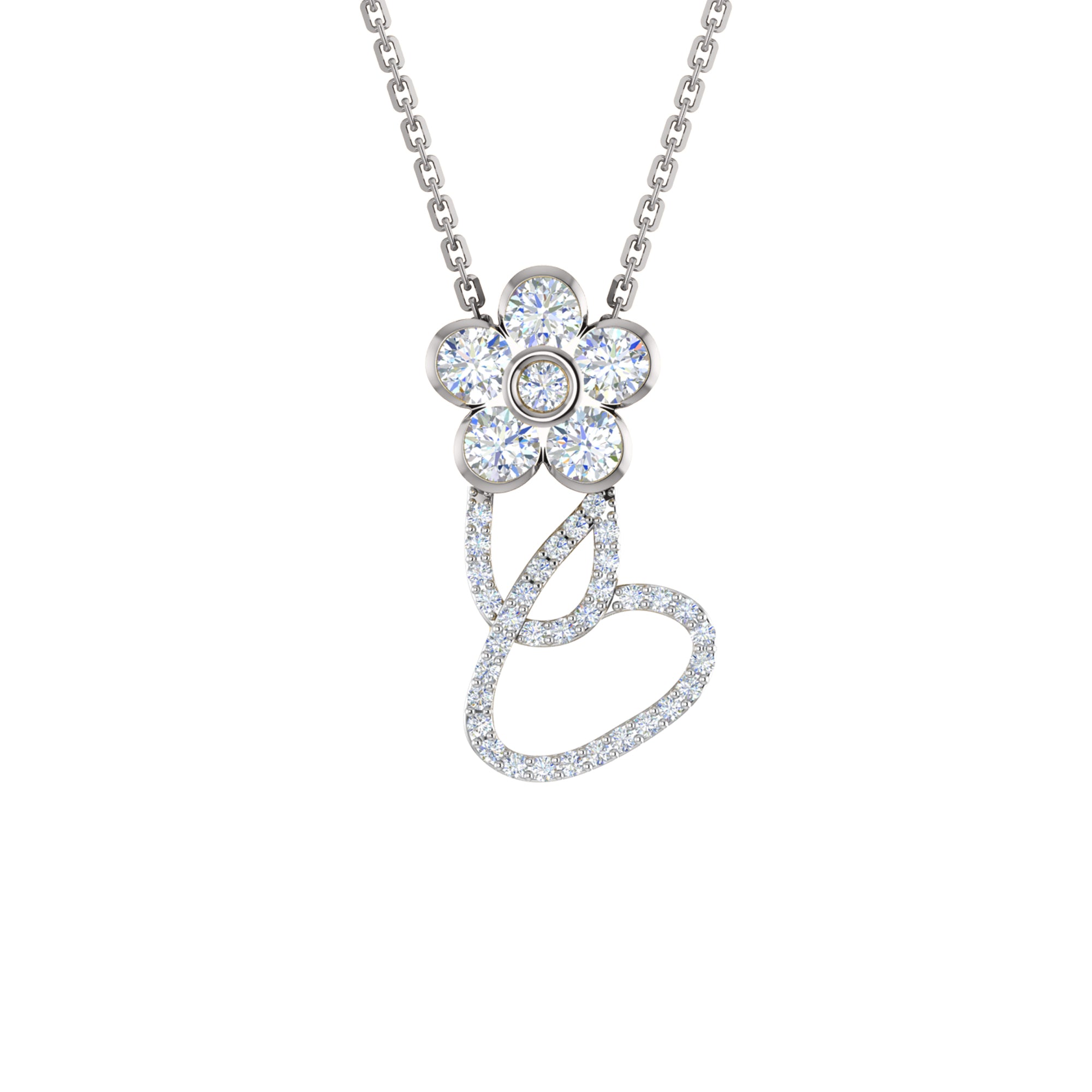 RKC 1,65 Karat Moissanit-Blumenanhänger, 925er Silberschmuck, 14 Karat Roségold vergoldet, Gewicht 4,90 g, Höhe 26,00 mm