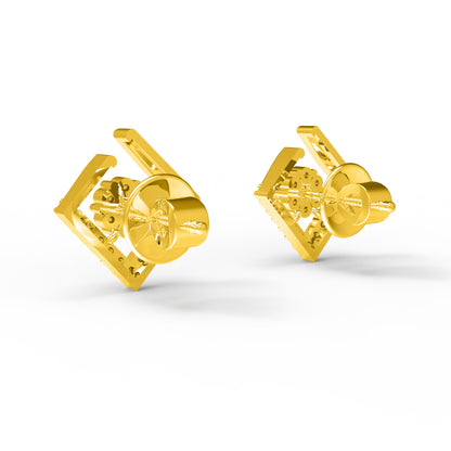 RKC Damen-Ohrring, offener quadratischer Ohrstecker aus 925er-Sterlingsilber, 14 Karat Rose, über 2,00 g, Höhe 11,20 mm