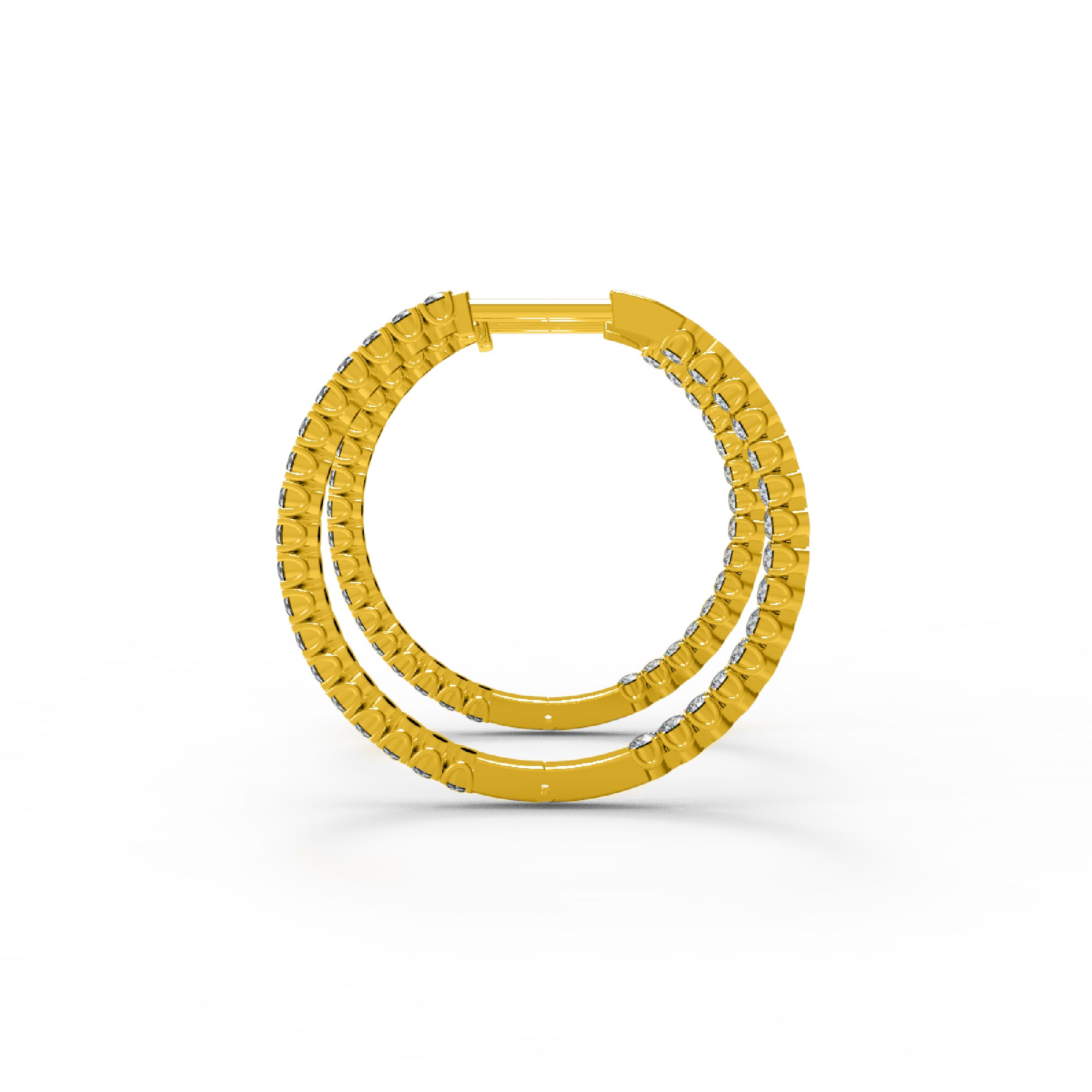 RKC 925 Sterling Silber Hoop Huggies Clip-On-Ohrring für Damen, 14 Karat Gelb, Gewicht 5,60 g, Höhe 29,00 mm