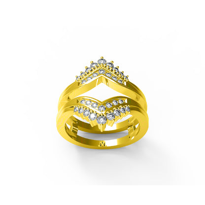RKC Moissanit 925 Sterling Silber Hochzeit Enhancer Guard Verlobungsring 14 Karat Roségold vergoldet, Gewicht 6 g, Breite 6,50 mm