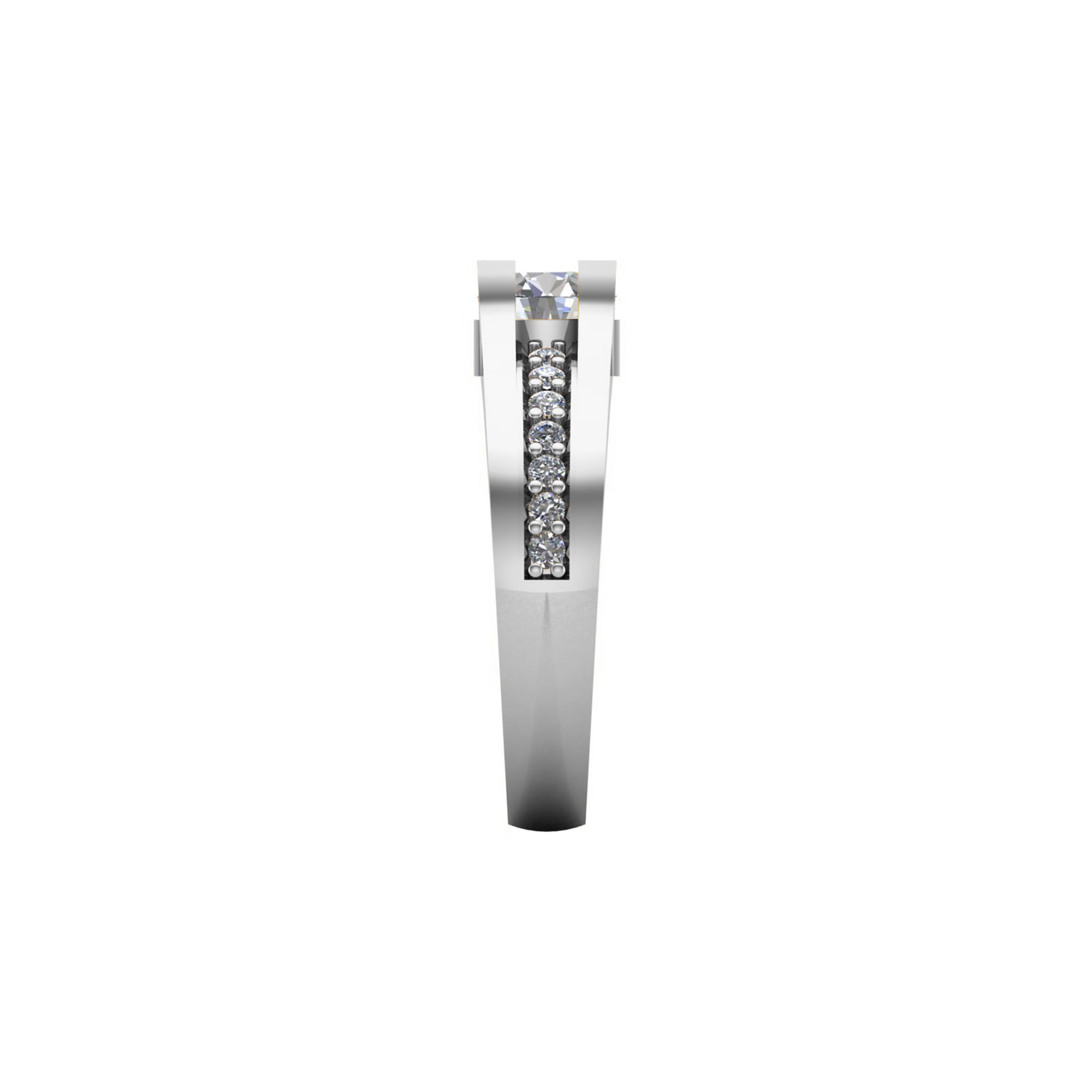 Solitario RKC Moissanite con accenti Micro Set Anello scopo Argento 925 Placcato oro giallo 14 carati Peso 3,2 g Larghezza 3,20 MM
