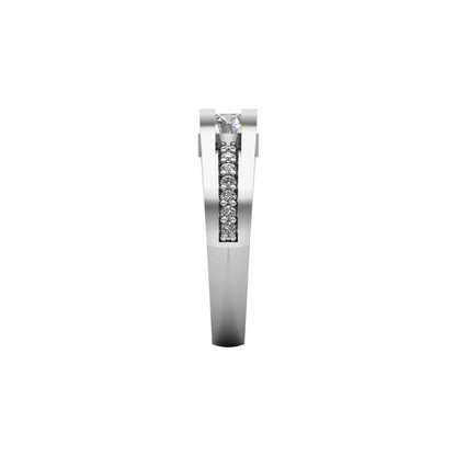 Solitario RKC Moissanite con accenti Micro Set Anello scopo Argento 925 Placcato oro giallo 14 carati Peso 3,2 g Larghezza 3,20 MM