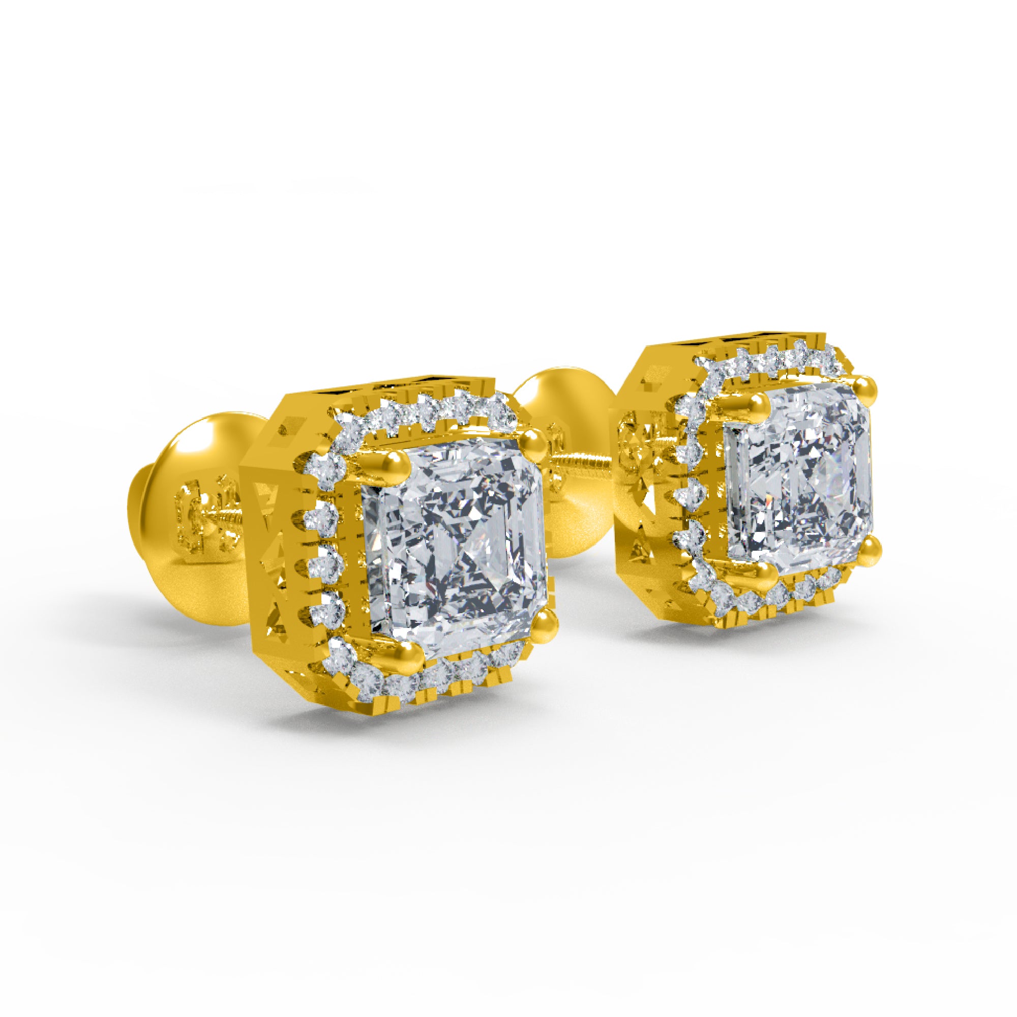 Orecchino da donna a bottone in argento sterling RKC 925 14k giallo sopra peso 2,3 Gm altezza 7,80 MM