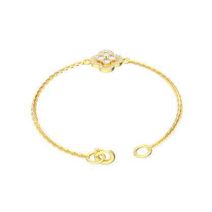 Bracciale da donna floreale in moissanite RKC in argento sterling 925 da 1,00 ct, placcato in oro giallo 14 carati, peso 2,85 ct
