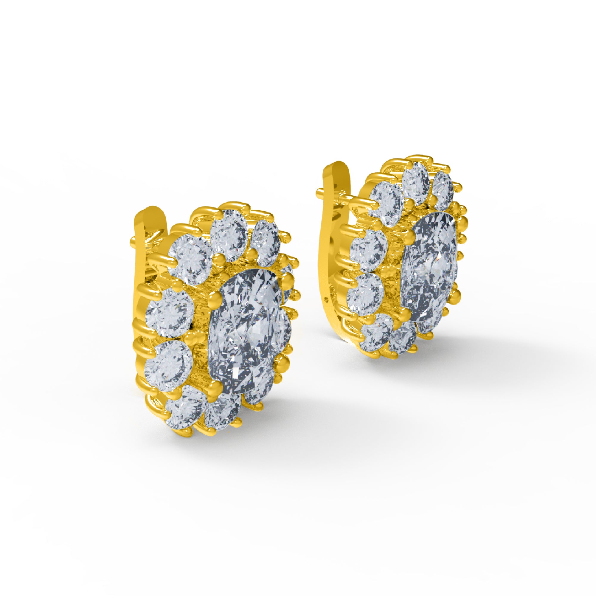 Orecchino da donna a bottone in argento sterling RKC 925 con rosa 14k sopra il prodotto Peso 7,50 GM Altezza 18,50 MM