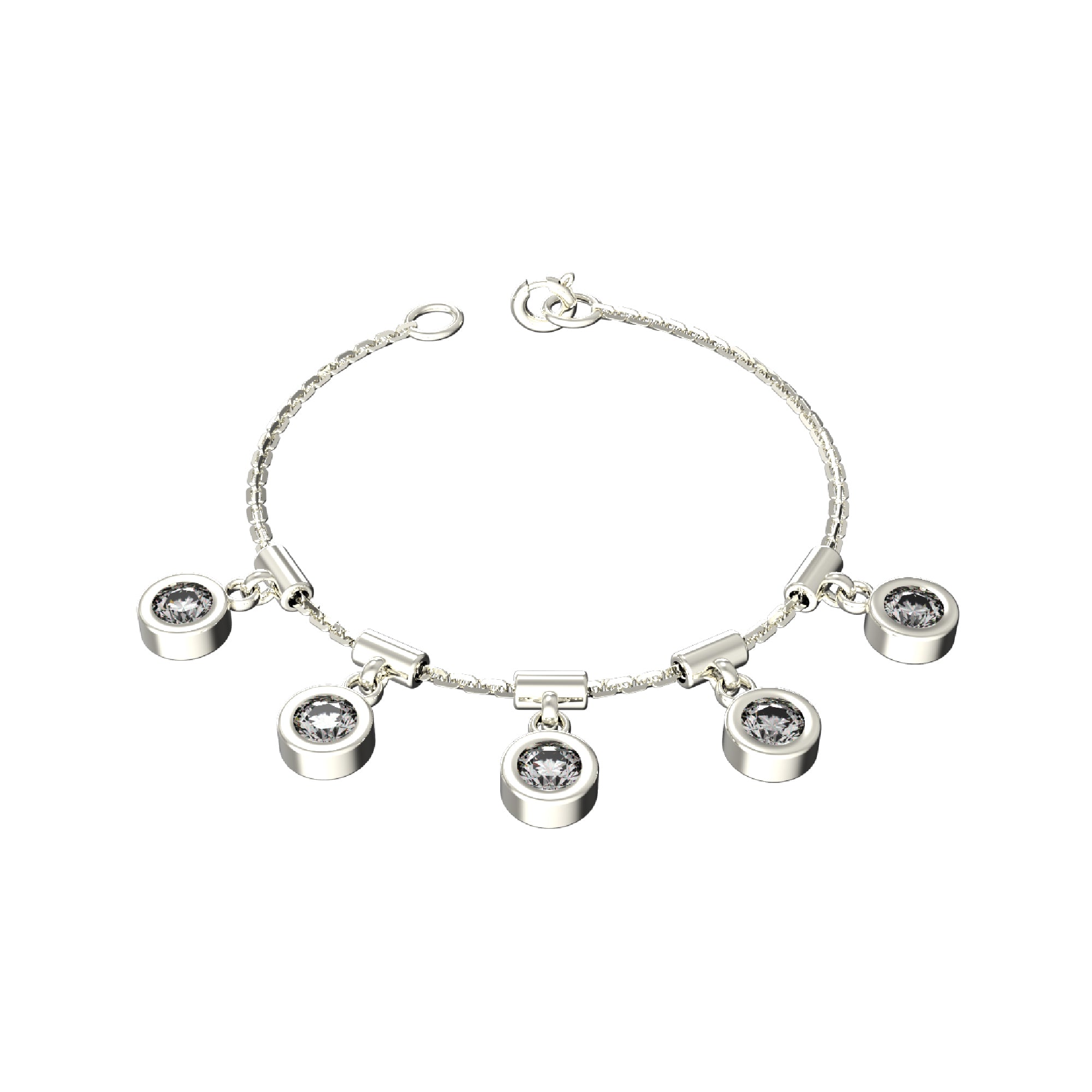 RKC 925 Sterling Silber 1,25 Karat Moissanit runder Charm-Damen-Armband, 14 Karat Gelbgold vergoldet, Gewicht 3,75 g