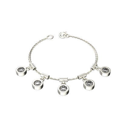 RKC 925 Sterling Silber 1,25 Karat Moissanit runder Charm-Damen-Armband, 14 Karat Gelbgold vergoldet, Gewicht 3,75 g