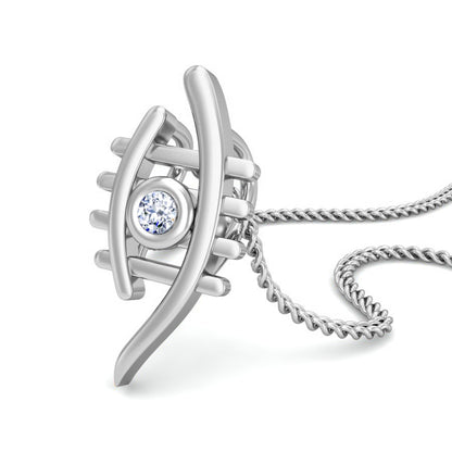 RKC Evil Eye Argento Ciondolo da donna in moissanite da 0,025 CT Finitura in oro giallo 14K Catena libera Peso 2,7 g Altezza 14 mm
