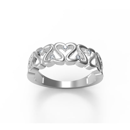 RKC Moissanite Anello a fascia regalo di compleanno a forma di cuore per la mamma Argento 925 placcato oro giallo 14 carati Peso 4 g Larghezza 2,20 MM