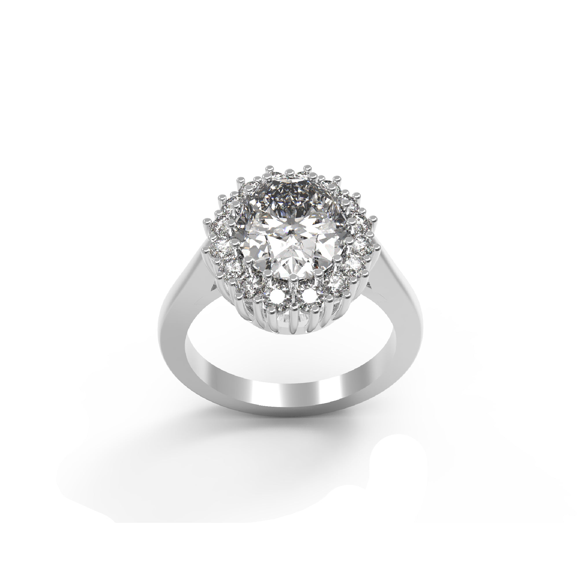 RKC Oval geschnittener Moissanit-Halo-Hochzeitstagsring, 925er Sterlingsilber, 14 Karat Gelbgold vergoldet, Gewicht 4 g, Breite 2,50 mm