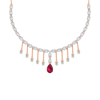 RKC Silver Statement Necklace 24 Carat Cubic Zirconia Necklace For Our Better Half Person Weight- 15gm