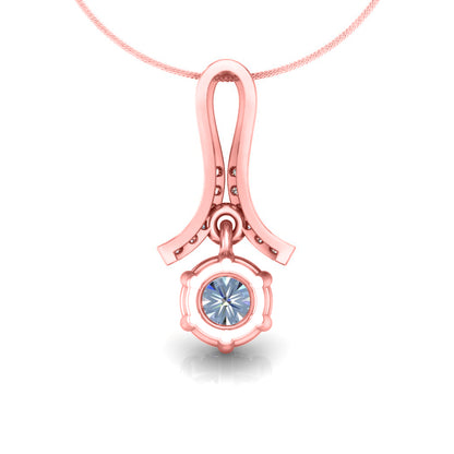 Ciondolo in moissanite da donna con goccia in argento sterling 925 RKC da 0,30 CT, per donna, placcato in oro rosa 14 carati, peso 3,1 g, altezza 16 mm