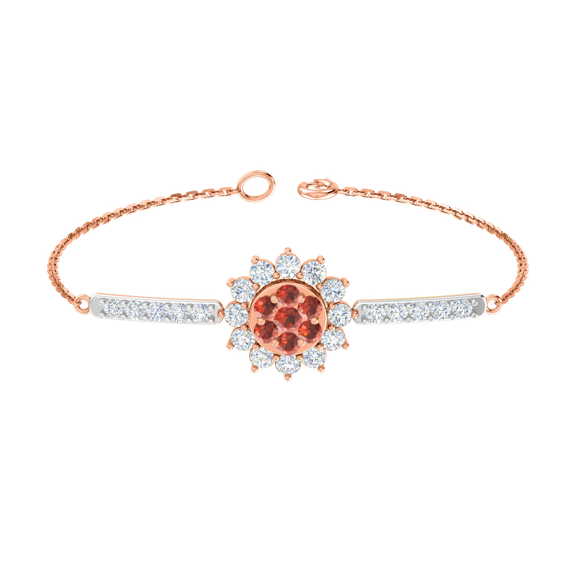 Pietra preziosa RKC in argento sterling 925 da 2,57 CT per bracciale da donna Placcato in oro rosa 14 carati Peso 5,50 GM