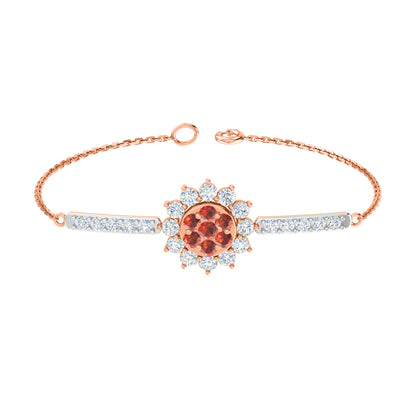 Pietra preziosa RKC in argento sterling 925 da 2,57 CT per bracciale da donna Placcato in oro rosa 14 carati Peso 5,50 GM