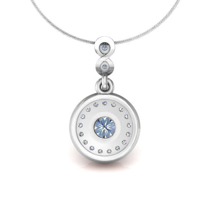 RKC Silver Halo 0,55 CT Moissanit runder Damen-Anhänger, 925er Silber, Gewicht 2,8 g, Höhe 15 mm