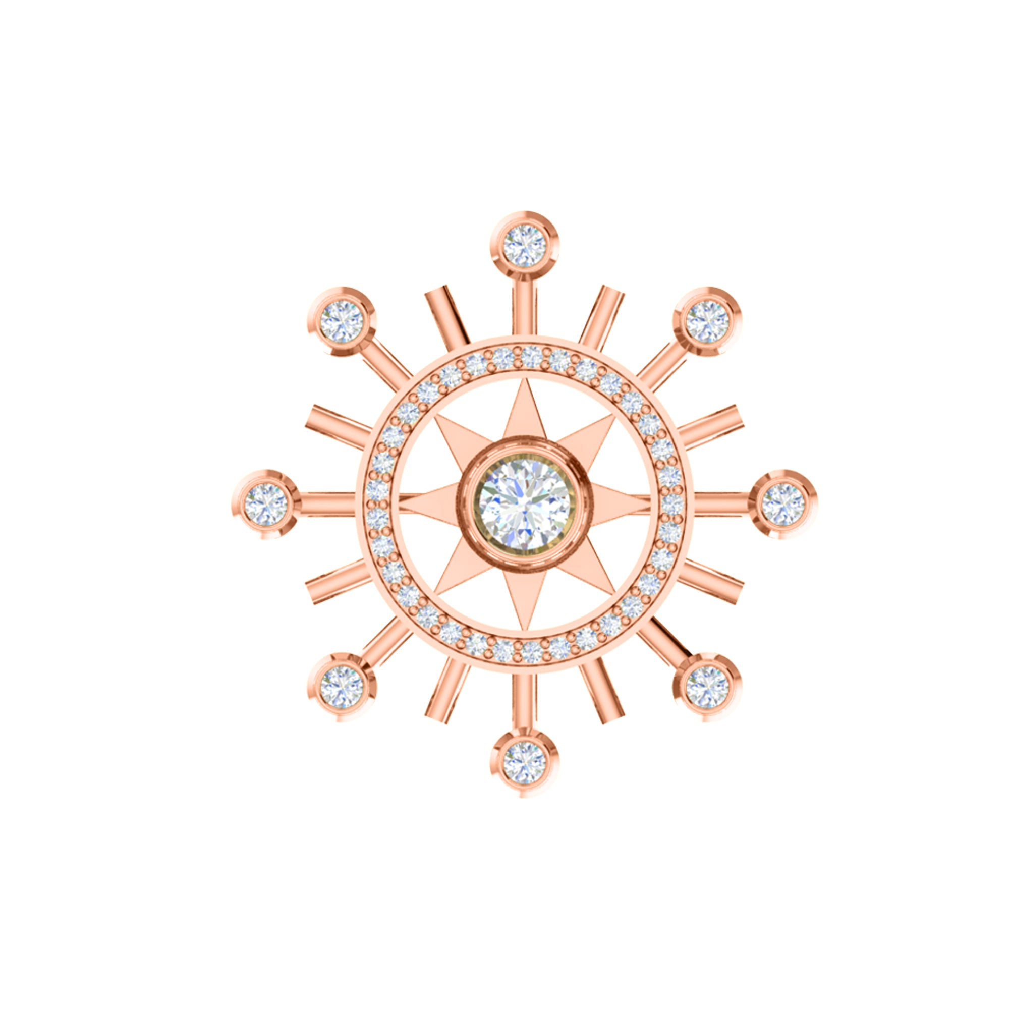 Spilla RKC Moissanite in argento sterling 925 placcata in oro giallo 14 carati Peso del prodotto 1,60 CM Altezza 22,00 MM