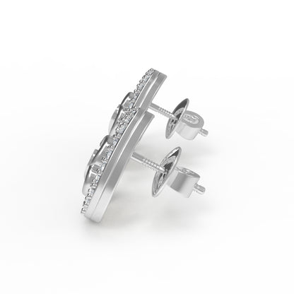 RKC 925 Sterling Silber blattförmiger Damen-Ohrstecker für den täglichen Gebrauch, 14 Karat Rose über dem Produkt, Gewicht 1,80 GM, Höhe 12,00 mm