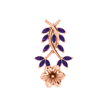 Spilla RKC Moissanite in argento sterling 925, placcata in oro rosa 14 carati, peso prodotto 1,60 GM, altezza 22,00 MM