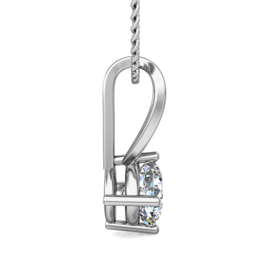 Ciondolo da donna solitario in moissanite da 0,48 ct in argento sterling 925 RKC, finitura in oro rosa 14 carati, peso 2,8 g, altezza 13 mm