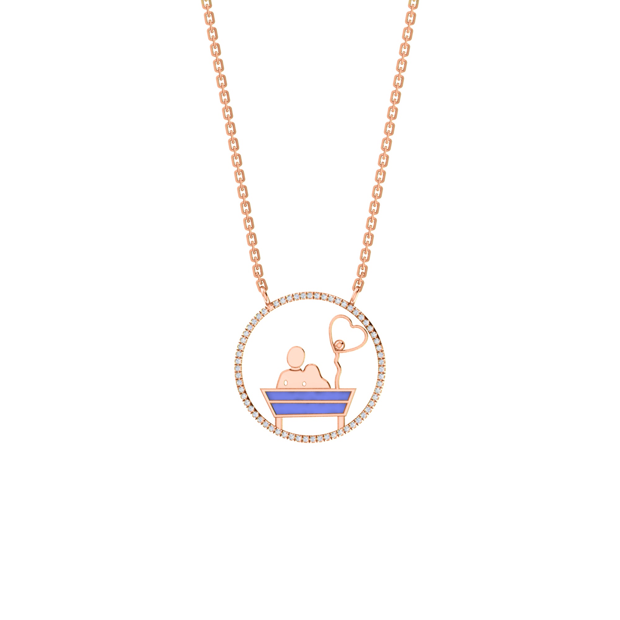 RKC 0,16 Karat Moissanit-Emaille-Anhänger, 925er Silber, Schmuck, 14 Karat Roségold vergoldet, Produktgewicht: 3,80 g, Höhe: 20,00 mm