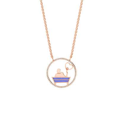 RKC 0,16 Karat Moissanit-Emaille-Anhänger, 925er Silber, Schmuck, 14 Karat Roségold vergoldet, Produktgewicht: 3,80 g, Höhe: 20,00 mm