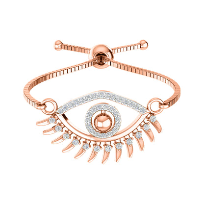 Bracciale da donna con pietre preziose multiple in argento sterling 925 RKC da 0,14 ct, placcato in oro giallo 14 carati, peso 3,80 GM, altezza 10,00 mm