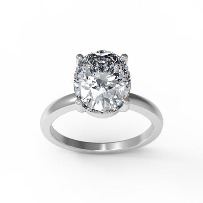 Anello di fidanzamento con moissanite a taglio ovale RKC da 5 ct, argento 925, placcato in oro giallo 14k per donna, peso 3,20 g.