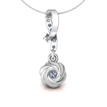 RKC 925 Sterling Silber Blumentropfen 0,35 Karat Moissanit-Anhänger, 14 Karat zweifarbig vergoldet, Gewicht 2,8 g, Höhe 18 mm