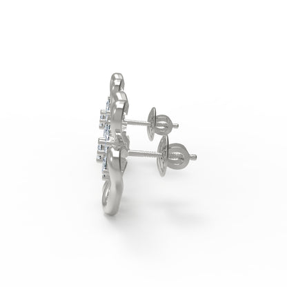 RKC 925 Sterling Silber Damen-Ohrring mit Blumenmuster für den täglichen Gebrauch, 14 Karat Rose über Produktgewicht 2,20 GM, Höhe 11,40 mm