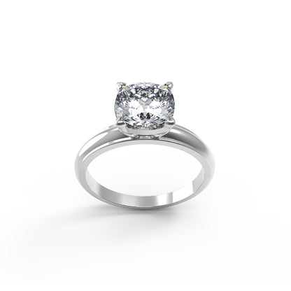 RKC Taglio cuscino Moissanite Solitaire Valentine Propose Anello Argento sterling 925 Oro rosa 14 carati su peso 3,60 g Larghezza 2,30 mm