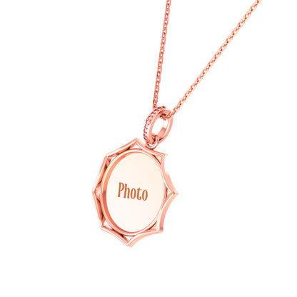 RKC 14k Yellow Gold Plated Round Cut Moissanite Photo Pendant Necklace With Chain 18 Inch