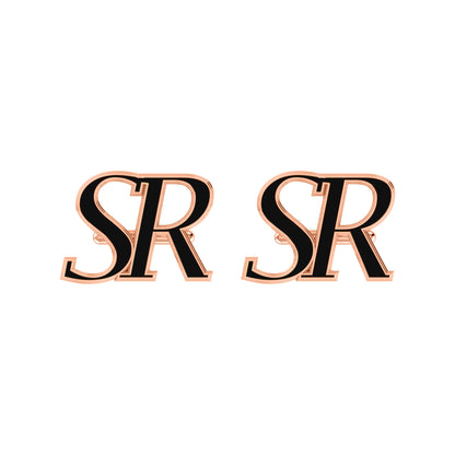 RKC 925 Sterling Silver Enamel Cufflinks 14K Rose Gold Plated Product Wt 3.80 gm