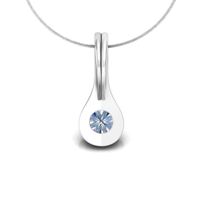 Ciondolo in moissanite con goccia d'argento da matrimonio solitario RKC da 0,25 CT, placcato in oro rosa 14 carati, peso 3,00 g, altezza 14,00 mm