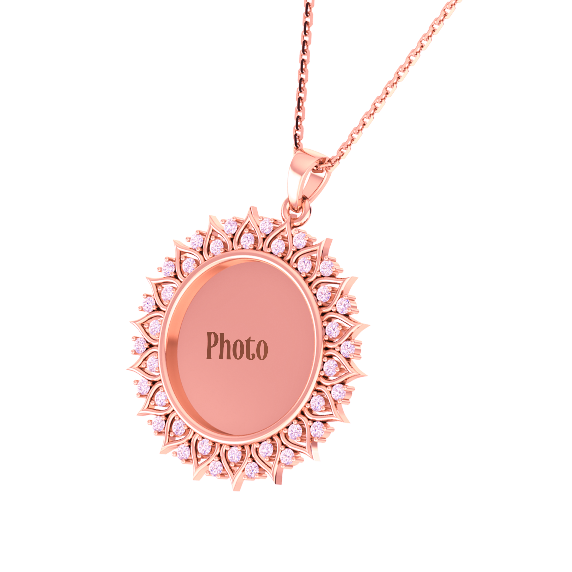RKC Moissanite/ Cubic Zirconia Photo Pendant Necklace 14k Yellow Gold Plated Weight-6gm