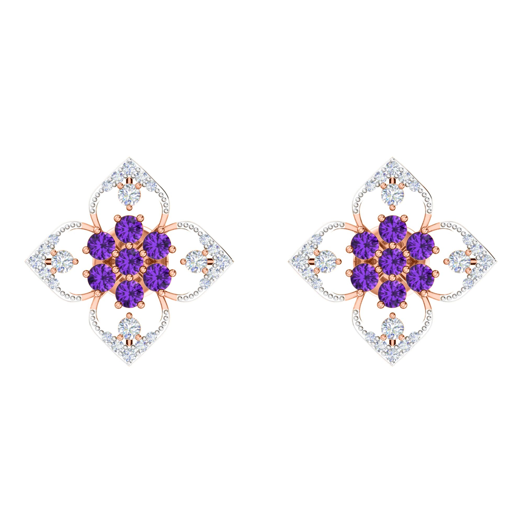 RKC 925 Sterling Silber Damen-Ohrring mit Blumenmuster für den täglichen Gebrauch, 14 Karat Gelb, Produktgewicht: 2,80 GM, Höhe: 14,70 mm