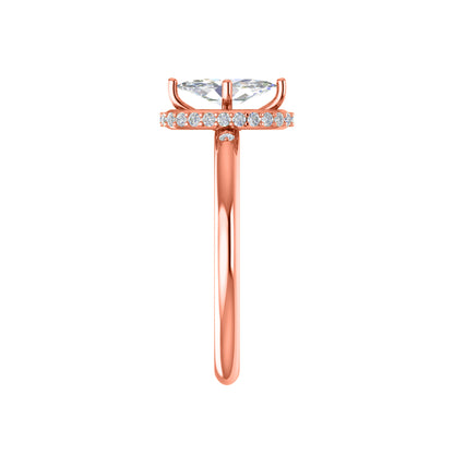 RKC Marquise-Moissanit-Halo-Verlobungsring, 925er Silber, Gelbgold vergoldet, für Damen, Gewicht 2 g