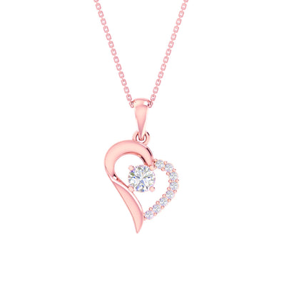 RKC Rose Gold Moissanite Heart Pendant With Link Chain Gift For Girls 925 Silver Weight 5.50 gm