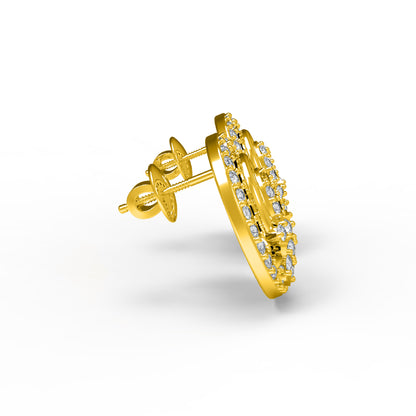 Orecchino da donna con perno a vite sul retro in argento sterling RKC 925, rosa 14k, oltre 3,50 Gm, altezza 12,50 mm