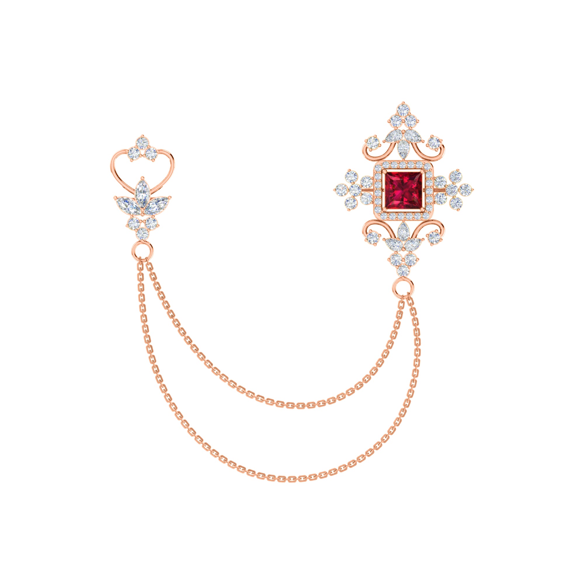 Spilla RKC Moissanite in argento sterling 925, prodotto placcato in oro rosa 14 carati, peso 6,10 GM, altezza 40,50 MM