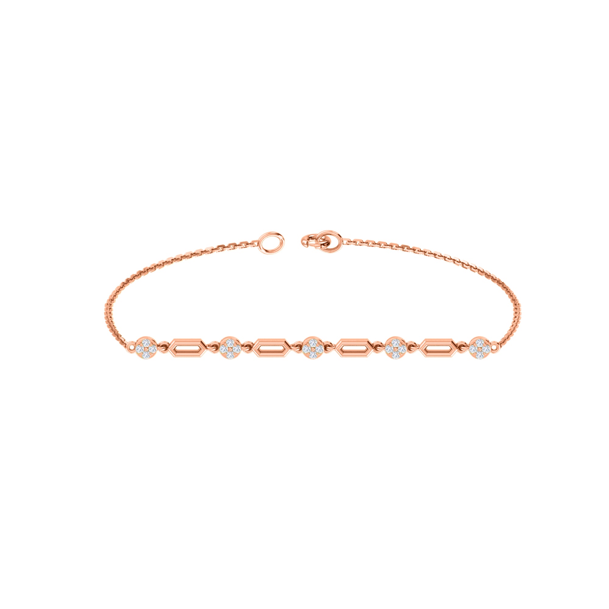 RKC 925 Sterling Silber 0,3 CT Edelstein für Damenarmband, 14 Karat Roségold vergoldet, Gewicht 3,70 GM
