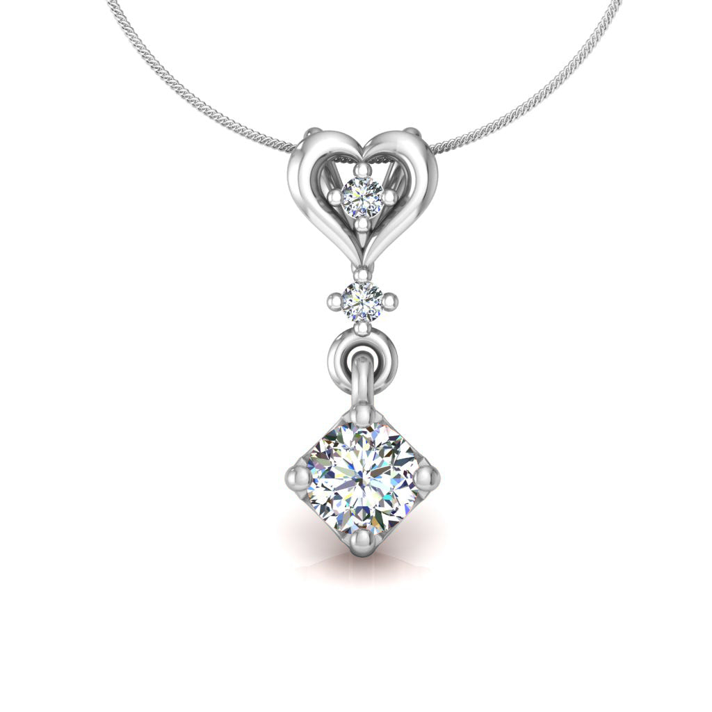 RKC Anello a cuore con pendente in argento con moissanite da 0,40 ct, finitura in oro giallo 14 carati, peso 2,8 g, altezza 15 mm