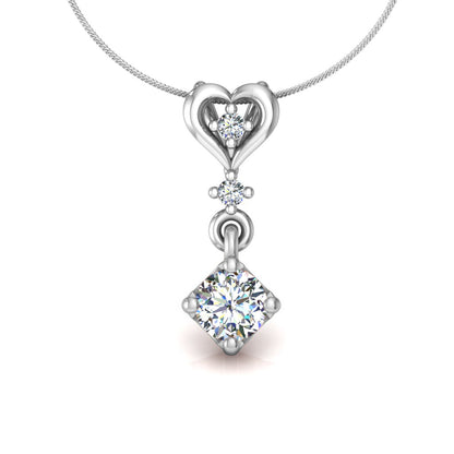 RKC Anello a cuore con pendente in argento con moissanite da 0,40 ct, finitura in oro giallo 14 carati, peso 2,8 g, altezza 15 mm
