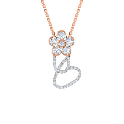 RKC 1,65 Karat Moissanit-Blumenanhänger, 925er Silberschmuck, 14 Karat Roségold vergoldet, Gewicht 4,90 g, Höhe 26,00 mm