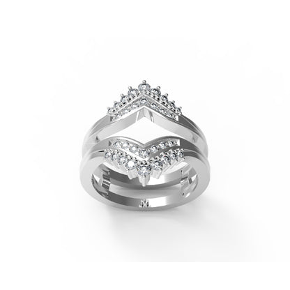RKC Moissanit 925 Sterling Silber Hochzeit Enhancer Guard Verlobungsring 14 Karat Roségold vergoldet, Gewicht 6 g, Breite 6,50 mm