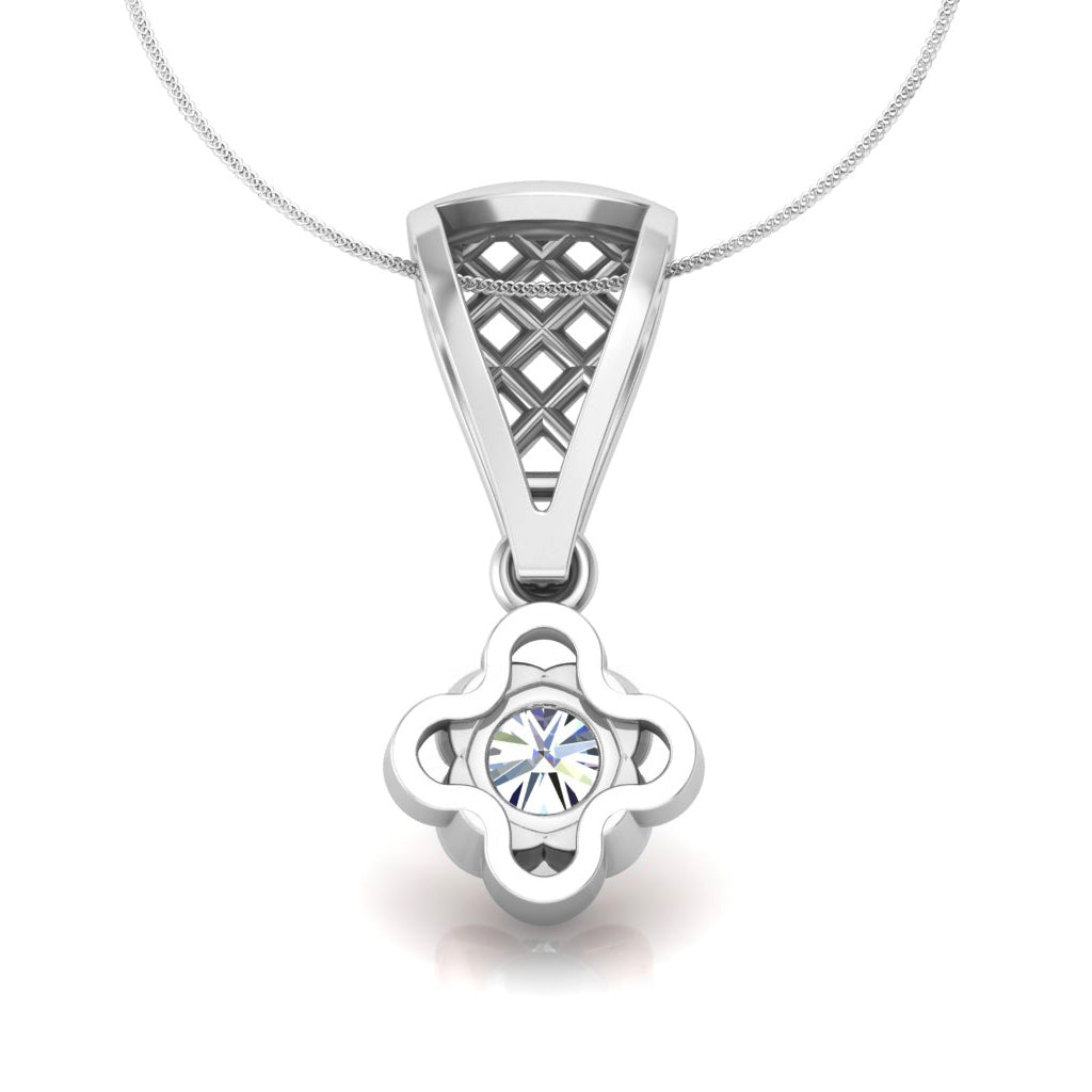 RKC handgefertigter Tropfen-Anhänger mit Blumen-Moissanit-Motiv aus Sterlingsilber, 14 Karat Weißgold vergoldet