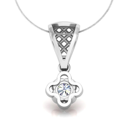 RKC handgefertigter Tropfen-Anhänger mit Blumen-Moissanit-Motiv aus Sterlingsilber, 14 Karat Weißgold vergoldet