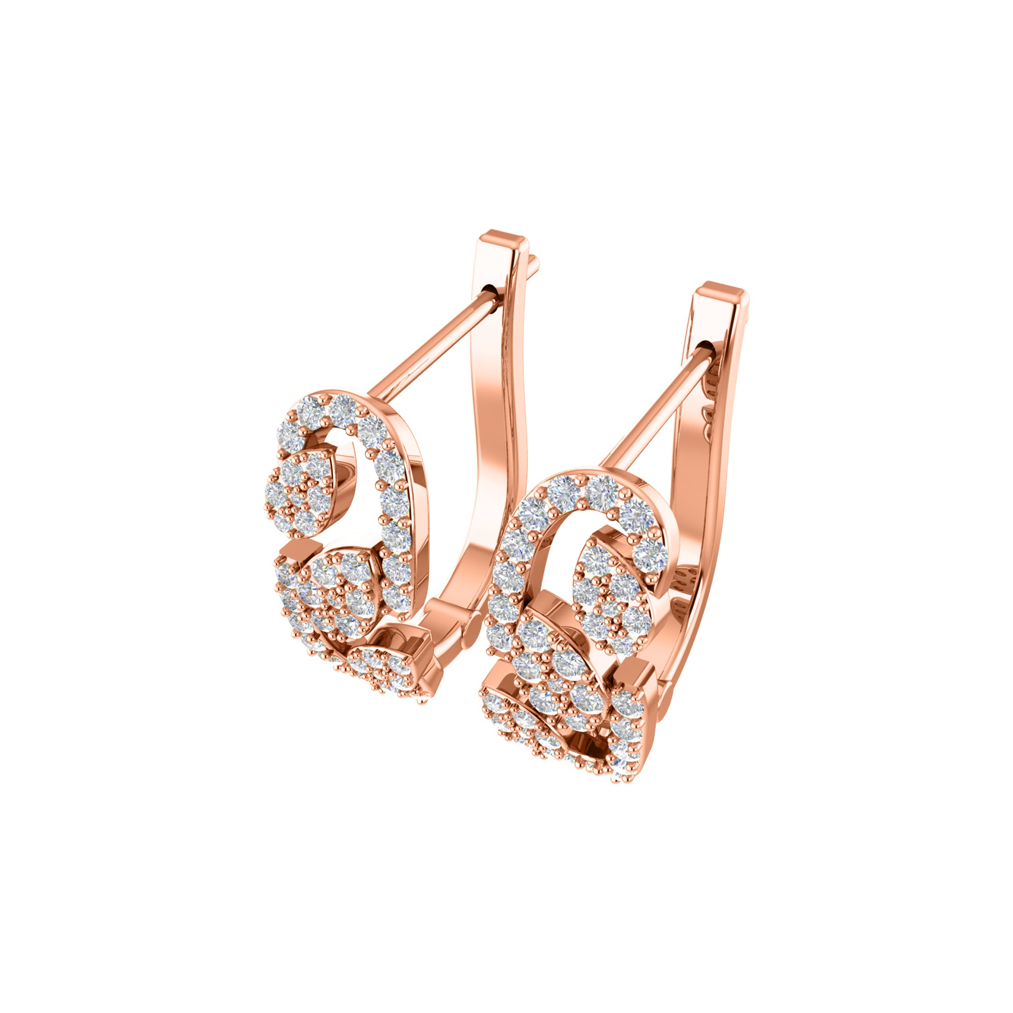 Orecchino da donna Hoops & Huggies in argento sterling RKC 925 con rosa 14k su peso 5,00 g, altezza 20,50 mm