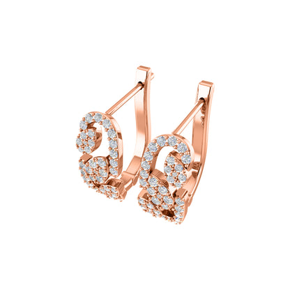 Orecchino da donna Hoops & Huggies in argento sterling RKC 925 con rosa 14k su peso 5,00 g, altezza 20,50 mm